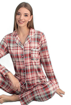 Amaray Tasarım Uzun Kollu Kadın Pijama Takımı Yumuşak Dokulu ve Şık S/2XL