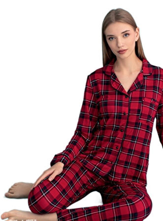 Berlina Uzun Kollu Kadın Pijama Takımı Yumuşak Dokulu Şık Rahat ve Ev Giyim  S/2XL