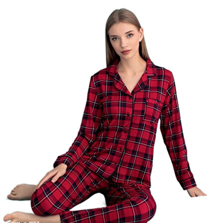 Berlina Uzun Kollu Kadın Pijama Takımı Yumuşak Dokulu Şık Rahat ve Ev Giyim  S/2XL