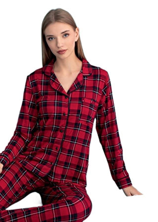 Berlina Uzun Kollu Kadın Pijama Takımı Yumuşak Dokulu Şık Rahat ve Ev Giyim  S/2XL