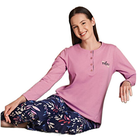 Lina Pamuklu Kumaş Kadın Pijama Takımı M–XXL Nefes Alan Yumuşak ve Şık Ev Giyim