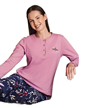 Lina Pamuklu Kumaş Kadın Pijama Takımı M–XXL Nefes Alan Yumuşak ve Şık Ev Giyim
