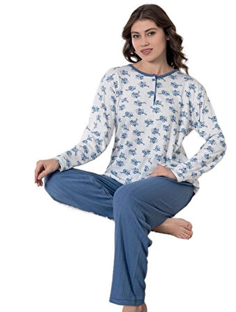 Kışlık İnterlok Kumaş Kadın Pijama Takımı Sıcak Yumuşak Ev Giyim M–2XL