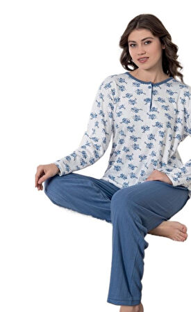 Kışlık İnterlok Kumaş Kadın Pijama Takımı Sıcak Yumuşak Ev Giyim M–2XL