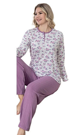 Arden Kışlık İnterlok Kumaş Kadın Pijama Takım Yumuşak Dokulu, Sıcak ve Rahat Tasarım M/2XL