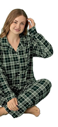 Linay Collection Kadın Büyük Beden Pijama Takımı Yumuşak Dokulu Rahat