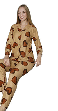 Serel Collection Kadın Pijama Takımı  Sıcak Tutan Yumuşak Dokulu Uzun Kollu Konfor