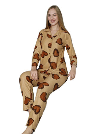 Serel Collection Kadın Pijama Takımı  Sıcak Tutan Yumuşak Dokulu Uzun Kollu Konfor
