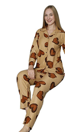 Serel Collection Kadın Pijama Takımı  Sıcak Tutan Yumuşak Dokulu Uzun Kollu Konfor
