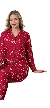 Serel Collection Kadın Pijama Takımı  Sıcak Tutan Yumuşak Dokulu Uzun Kollu Konfor