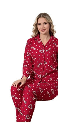 Serel Collection Kadın Pijama Takımı  Sıcak Tutan Yumuşak Dokulu Uzun Kollu Konfor