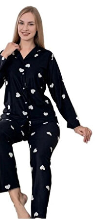 Serel Collection Kadın Pijama Takımı  Sıcak Tutan Yumuşak Dokulu Uzun Kollu Konfor