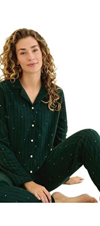 Serel Collection Kadın Pijama Takımı  Sıcak Tutan Yumuşak Dokulu Uzun Kollu Konfor