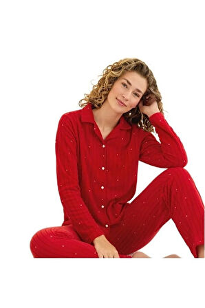 Minel Collection Kadın Pijama Takımı Uzun Kollu Yumuşak Dokulu Esnek ve Rahat Ev Giyim S/2XL