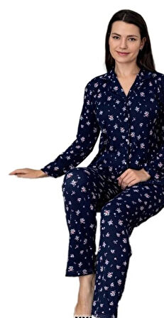 Minel Collection Kadın Pijama Takımı Uzun Kollu Yumuşak Dokulu Esnek ve Rahat Ev Giyim S/2XL