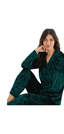 Minel Collection Kadın Pijama Takımı Uzun Kollu Yumuşak Dokulu Esnek ve Rahat Ev Giyim S/2XL