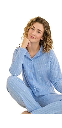 Minel Collection Kadın Pijama Takımı Uzun Kollu Yumuşak Dokulu Esnek ve Rahat Ev Giyim S/2XL