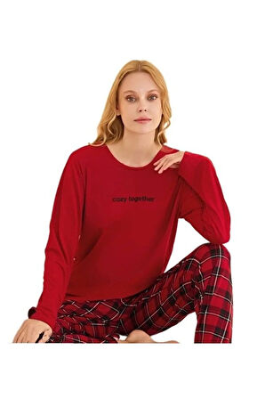 Mina Collection Kadın Pijama Takımı  Uzun Kollu Yumuşak Dokulu  Esnek ve Rahat Ev Giyim S/2XL