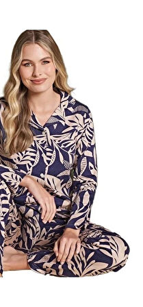 Yaren Collection Pamuklu Kadın Pijama Takımı Uzun Kollu Nefes Alan Esnek ve Konforlu Ev Giyim S/2XL