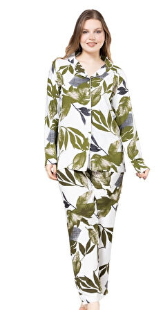 Yaren Collection Pamuklu Kadın Pijama Takımı Uzun Kollu Nefes Alan Esnek ve Konforlu Ev Giyim S/2XL