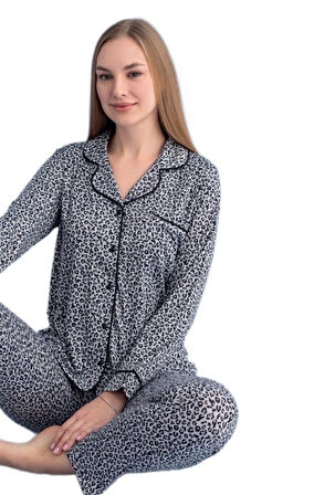 Berna Collection Kadın Pijama Takımı Düğmeli Yumuşak Dokulu Esnek ve Modern Tasarım S/2XL