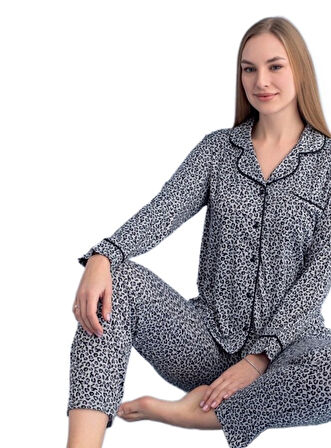 Berna Collection Kadın Pijama Takımı Düğmeli Yumuşak Dokulu Esnek ve Modern Tasarım S/2XL