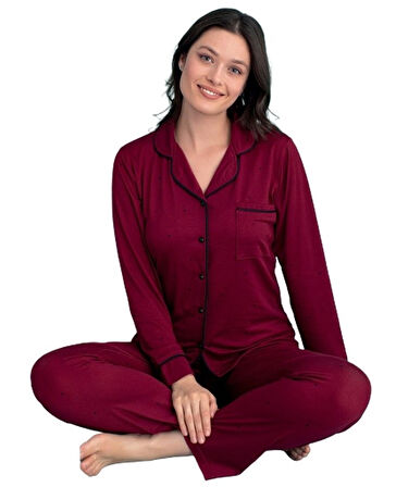 Berna Collection Kadın Pijama Takımı Düğmeli Yumuşak Dokulu Esnek ve Modern Tasarım S/2XL