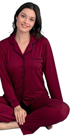 Berna Collection Kadın Pijama Takımı Düğmeli Yumuşak Dokulu Esnek ve Modern Tasarım S/2XL