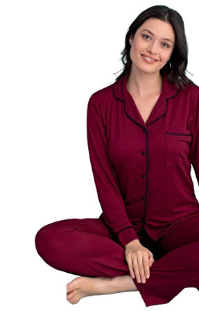 Berna Collection Kadın Pijama Takımı Düğmeli Yumuşak Dokulu Esnek ve Modern Tasarım S/2XL