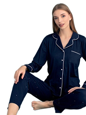 Berna Collection Kadın Pijama Takımı Düğmeli Yumuşak Dokulu Esnek ve Modern Tasarım S/2XL
