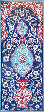 Armada Çini 40x100 Cm ED 704 Kobalt Saksılı El dekoru Çini Pano