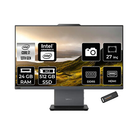 Lenovo ThinkCentre Neo 50A i7 13620H 24GB DDR5 512GB SSD 27" FHD IPS FDOS Siyah All in One PC & PER4