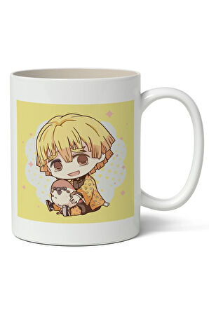 Demon Slayer Zenitsu Agatsuma Anime Baskılı Karakterler Baskılı Beyaz Kupa Bardak