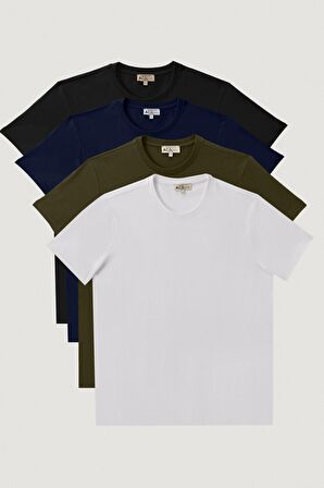 Slim Fit 4'lü Tişört Paket