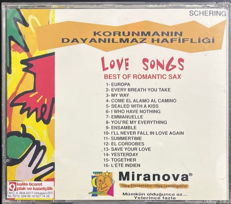 (Müzik CD sidir Plak Değildir) CD Miranova Love Songs CD
