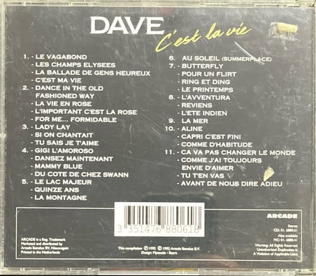 (Müzik CD sidir - Plak Değildir) CD Dave C'est La Vie CD