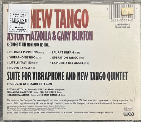 (Müzik CD sidir - Plak Değildir) CD The New Tango Astor Piazzolla And Gary Burton CD