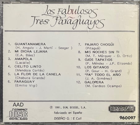 (Müzik CD sidir - Plak Değildir) CD Los Fabulosos Tres Paraguayos Guantanamera CD