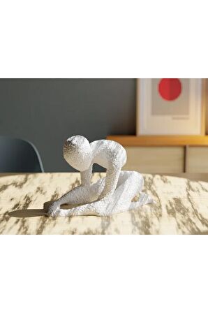 Meditasyon Modern Biblo Masa Üstü Mermer Görünümlü Beyaz Plastik 2 Heykel12 Renk Tek Ebat Beden