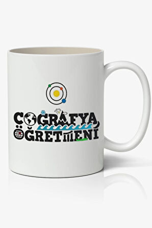 Kişiye Özel Coğrafya Öğretmeni Temalı Beyaz Kupa - Öğretmenler Günü