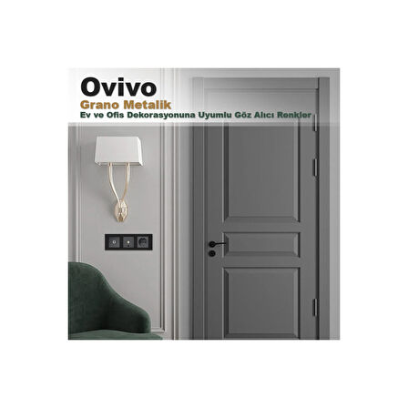 Ovivo Grano Metalik Üçlü Anahtar Siyah + Füme Çerçeve