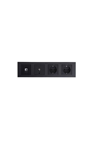 Ovivo Grano Siyah Dörtlü Set Numerins (telefon)+tv+priz+priz