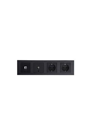 Ovivo Grano Siyah Topraklı Priz +topraklı Priz+tv (uydu)prizi+nümeris+4 Lü Çerçeve 4 Lü Set