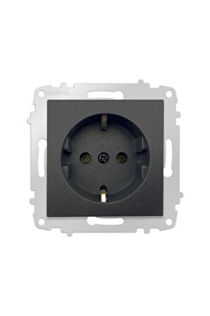 Ovivo Grano Siyah Natural Topraklı Priz Çerçevesiz - 15 Adet