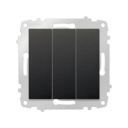 15 Adet Ovivo Grano Siyah Üçlü Anahtar Çerçevesiz