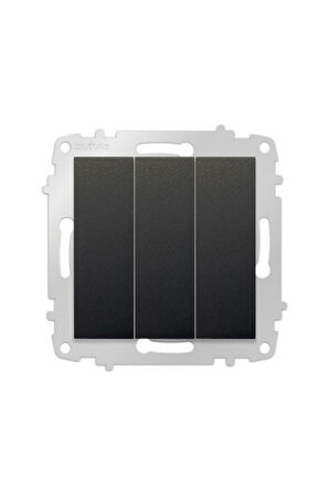 15 Adet Grano Metalik Siyah Üçlü Anahtar Çerçevesiz Paket/set