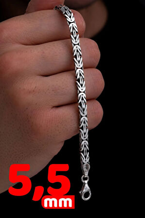 Erkek Gümüş Bileklik - 5.5 Mm Dikdörtgen Kesim Yassı Kral Gümüş Bileklik