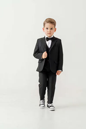 Mini Gentleman Erkek Çocuk Takım Elbise - 5 Parça (Ceket, Yelek, Gömlek, Pantolon, Papyon)