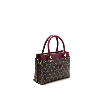 Silver Polo  Kadın Omuz Çantası 826-43471 SILVER POLO BAYAN ÇANTASI M178 KAHVE SARI-MAT BORDO