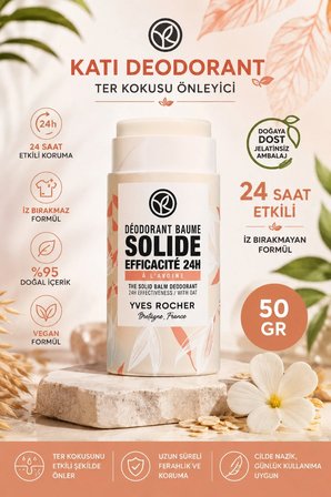Doğaya Saygılı Katı Stick Deodorant Yulaf Özlü Shea Yağlı Alüminyum Alkolsüz 24 Saat
